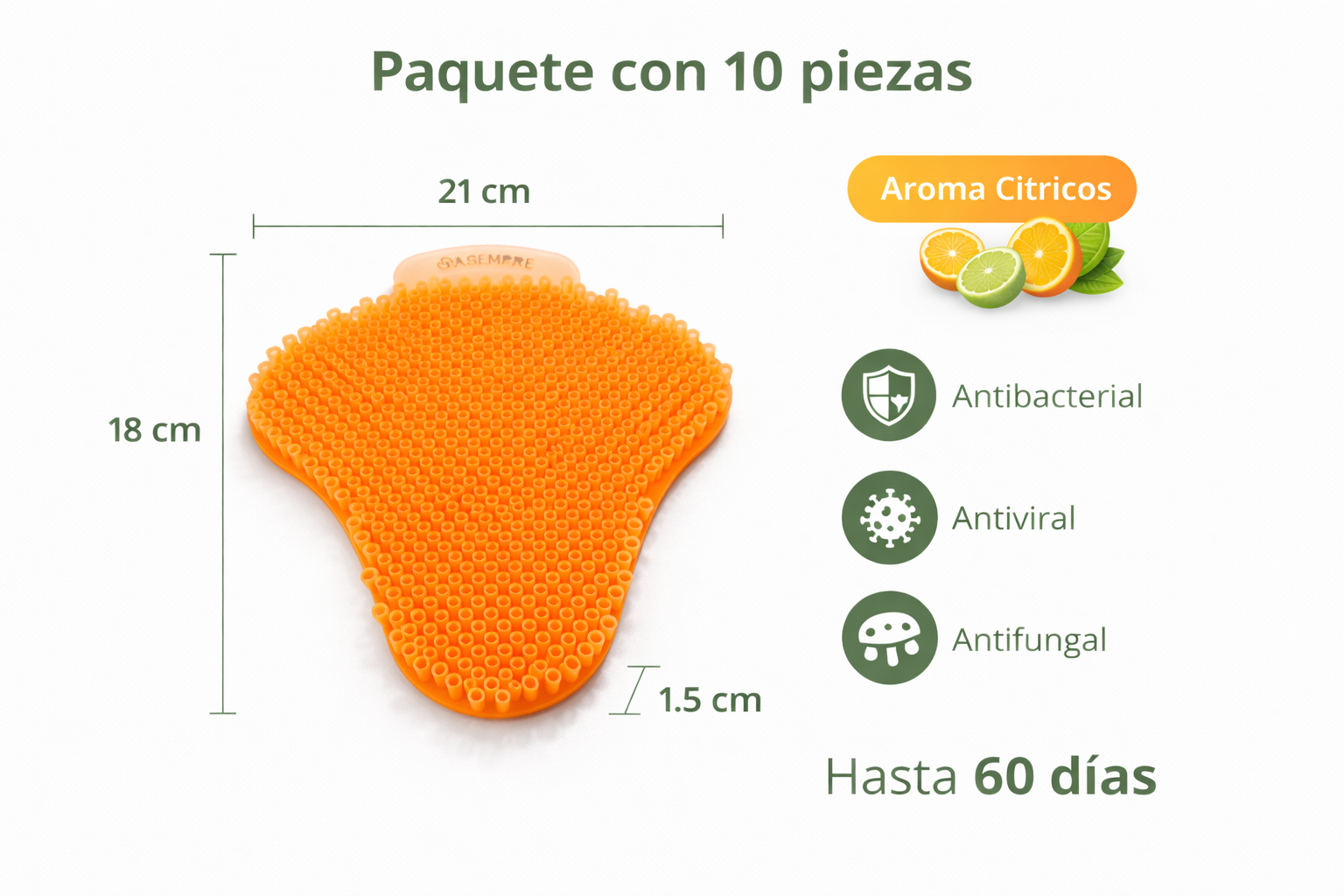 Tapete Premium para Mingitorio Antisalpicaduras ASEMPRE Cítricos – Paquete con 10 Piezas