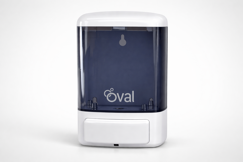 Jabonera Manual Oval Humo color Blanco de 1 litro rellenable