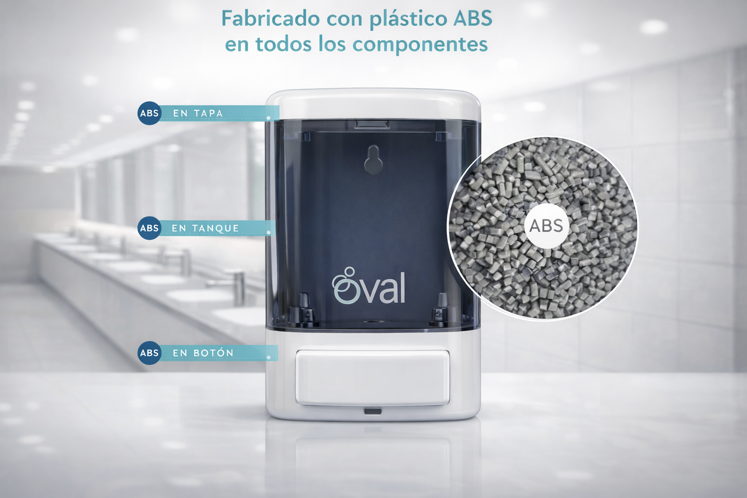 Jabonera Manual Oval Humo color Blanco de 1 litro rellenable