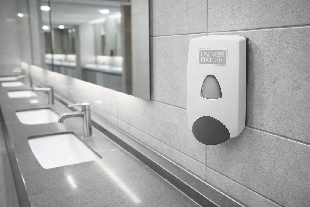 Dispensador de Jabón Líquido Palmer Fixture Pulsador Manual Blanco