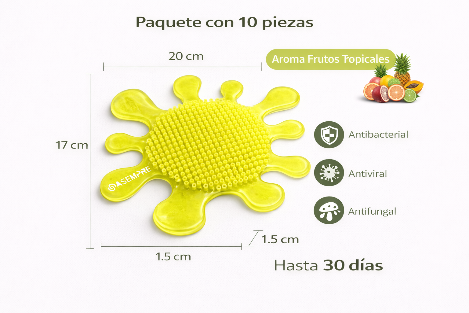 Tapete Splash para Mingitorio Antisalpicaduras ASEMPRE Frutos Tropicales - Paquete con 10 piezas