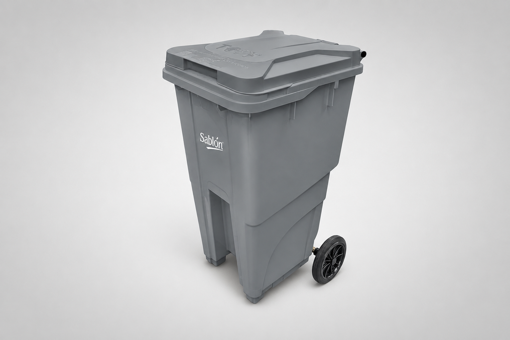 Cesto 240L Gris Tapa Gris S/Pedal