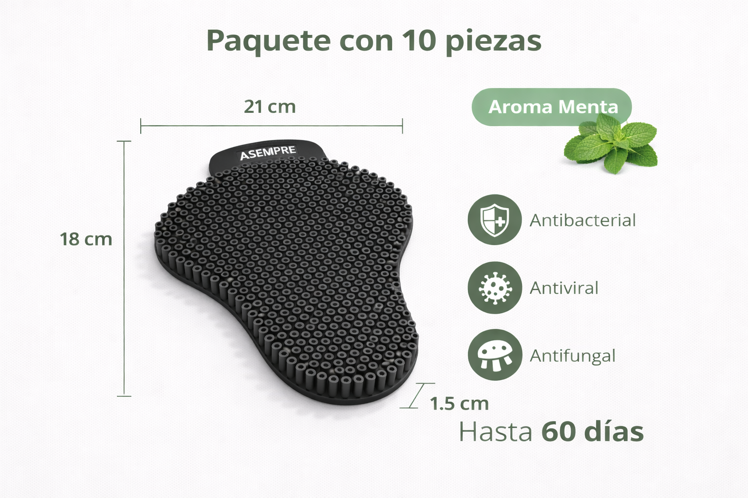 Tapete Premium para Mingitorio Antisalpicaduras ASEMPRE Menta – Paquete con 10 Piezas